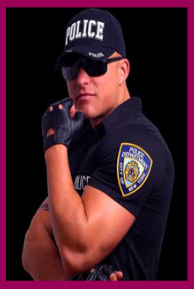 Gerbiona Houston cop theme male stripper for private events